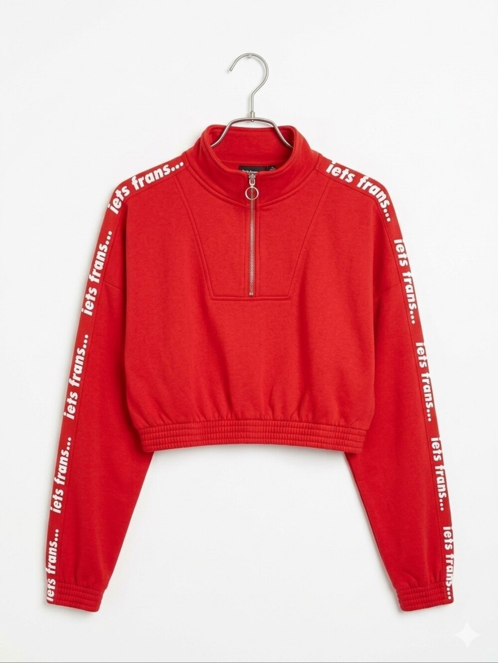 Cropped Red Half-Zip Women's Sweater